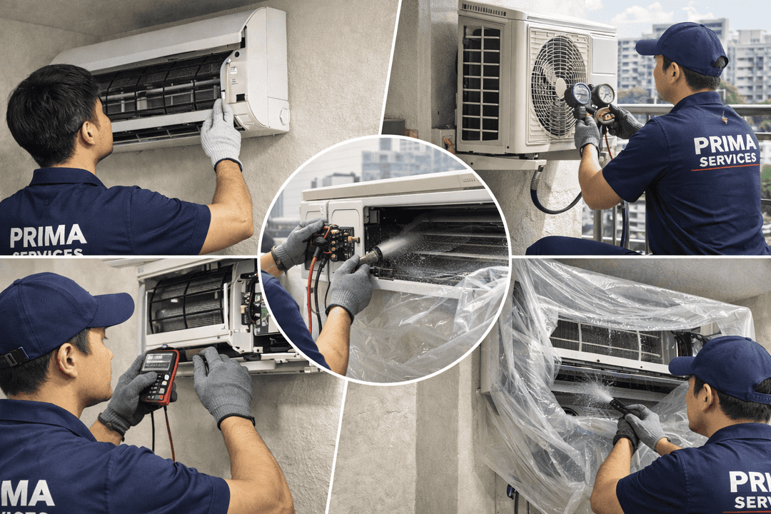 Clean and well-maintained aircon unit in a Singapore HDB living room